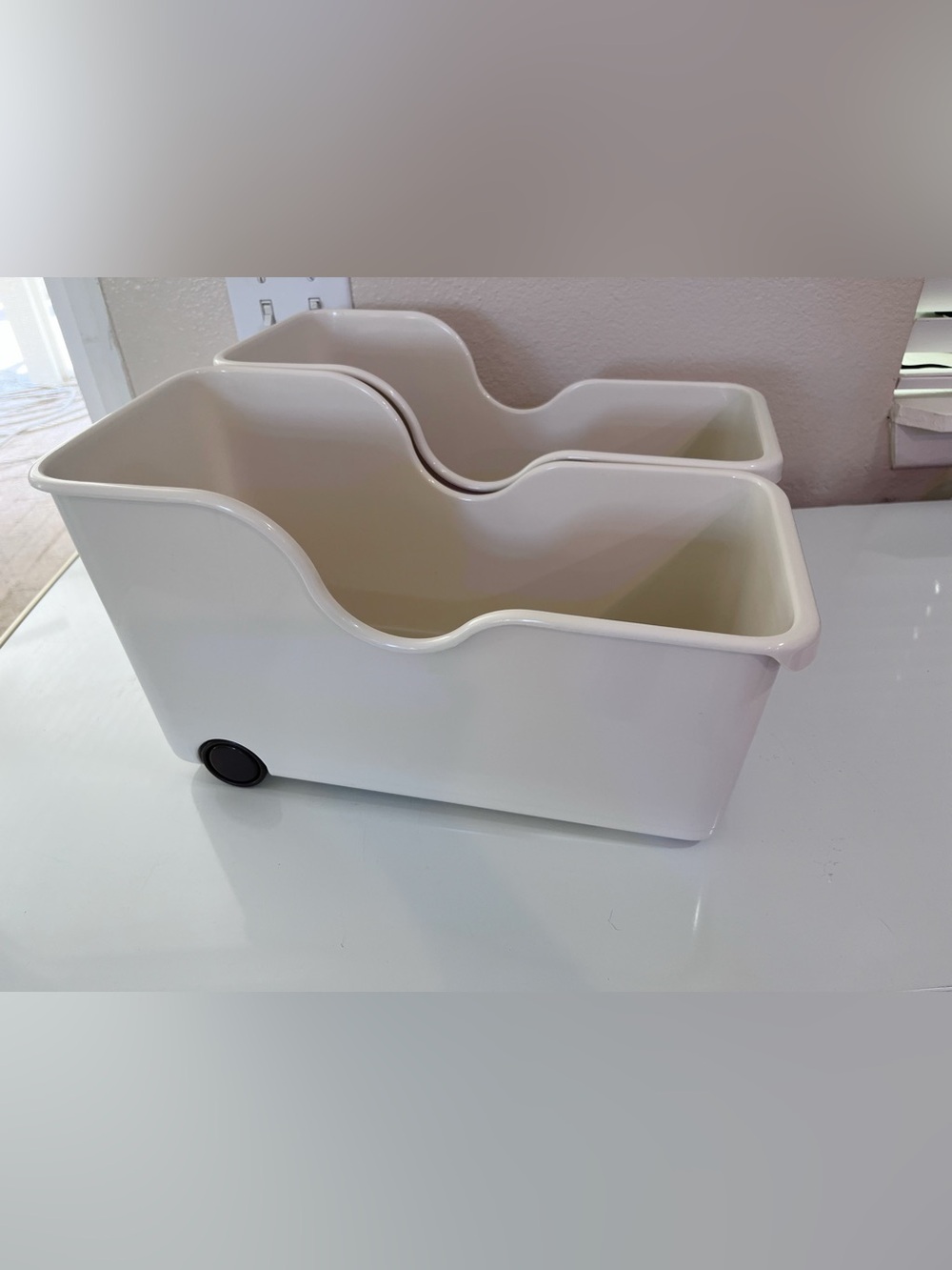 Pull Out Cabinet Organizer Bin with Roll Wheels for Kitchen Bathroom (Set of 2)